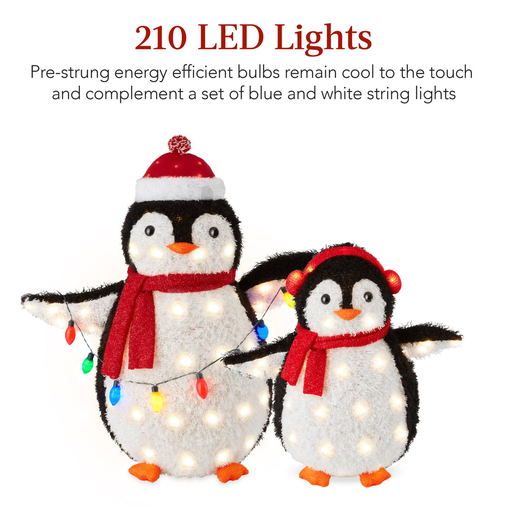 5Ft Lighted Penguin Family 210 LEDs XL Pop Up Outdoor Christmas Yard Decor with eye-catching holiday style