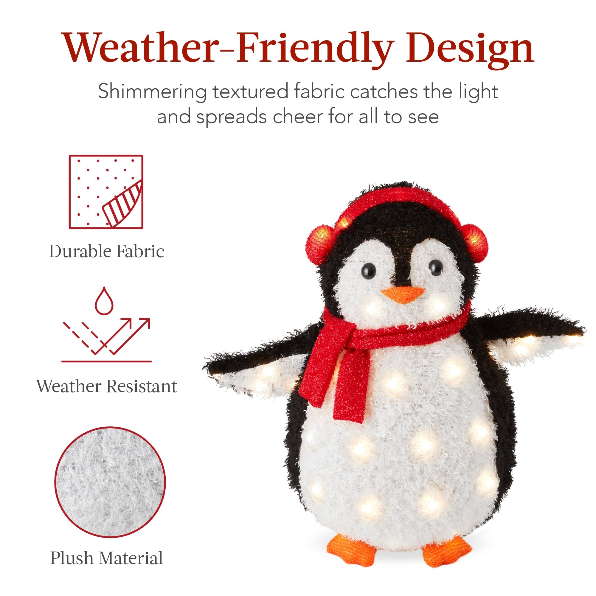 5Ft Lighted Penguin Family 210 LEDs XL Pop Up Outdoor Christmas Yard Decor with eye-catching holiday style