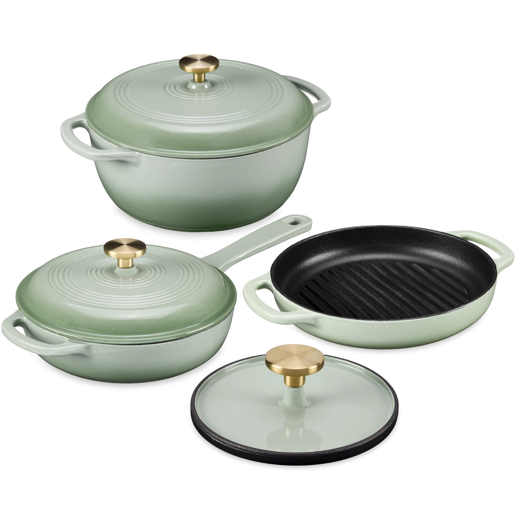 6-Piece Cast Iron Cookware Set Dutch Oven Skillet with Lid Grill Pan Press made for comfortable, organized home spaces