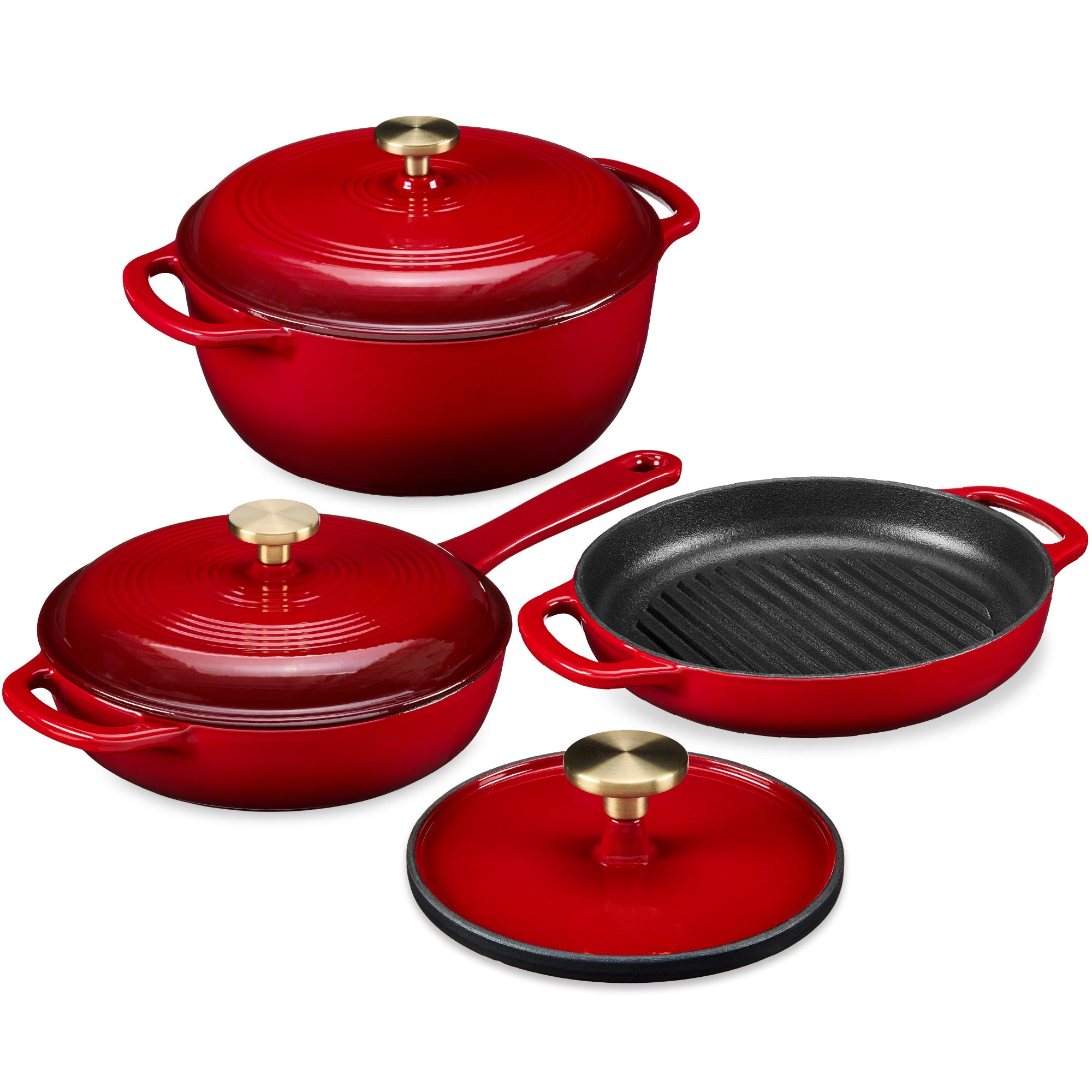 6-Piece Cast Iron Cookware Set Dutch Oven Skillet with Lid Grill Pan Press made for comfortable, organized home spaces