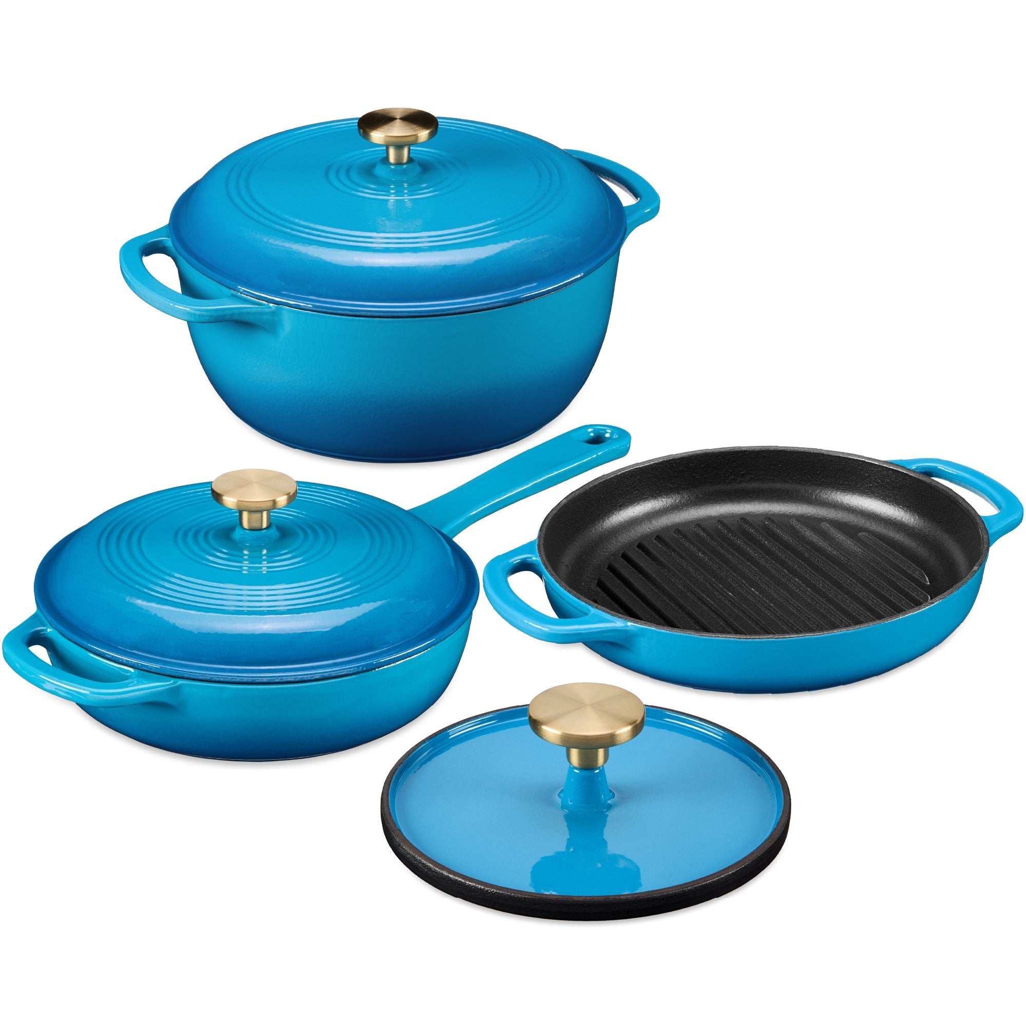 6-Piece Cast Iron Cookware Set Dutch Oven Skillet with Lid Grill Pan Press made for comfortable, organized home spaces