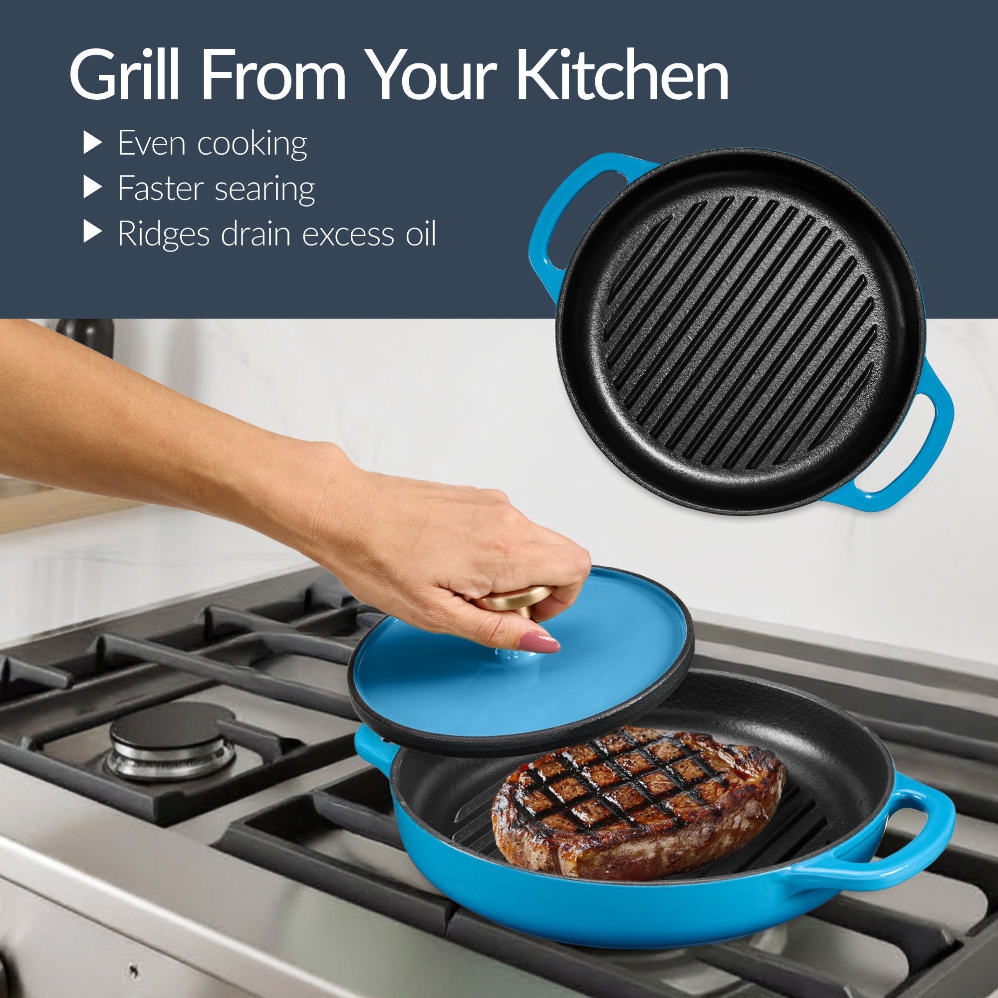 6-Piece Cast Iron Cookware Set Dutch Oven Skillet with Lid Grill Pan Press made for comfortable, organized home spaces