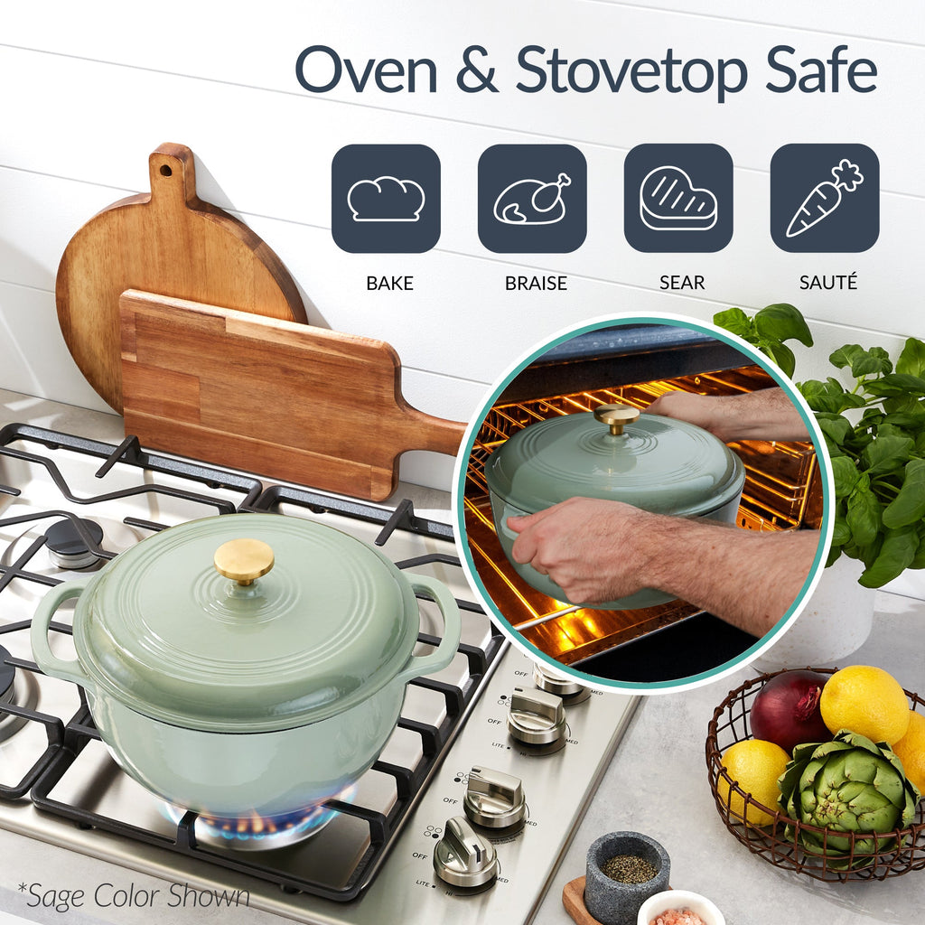 6-Piece Cast Iron Cookware Set Dutch Oven Skillet with Lid Grill Pan Press made for comfortable, organized home spaces