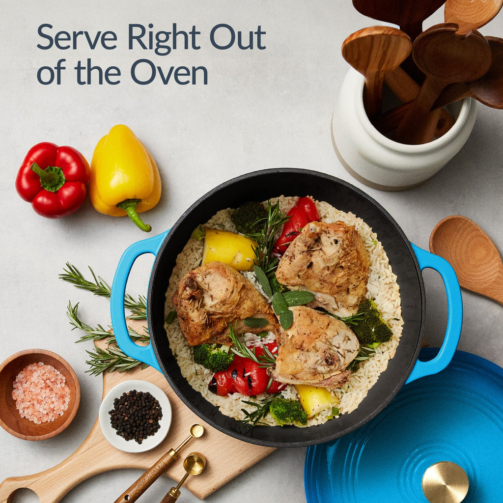 6-Piece Cast Iron Cookware Set Dutch Oven Skillet with Lid Grill Pan Press made for comfortable, organized home spaces