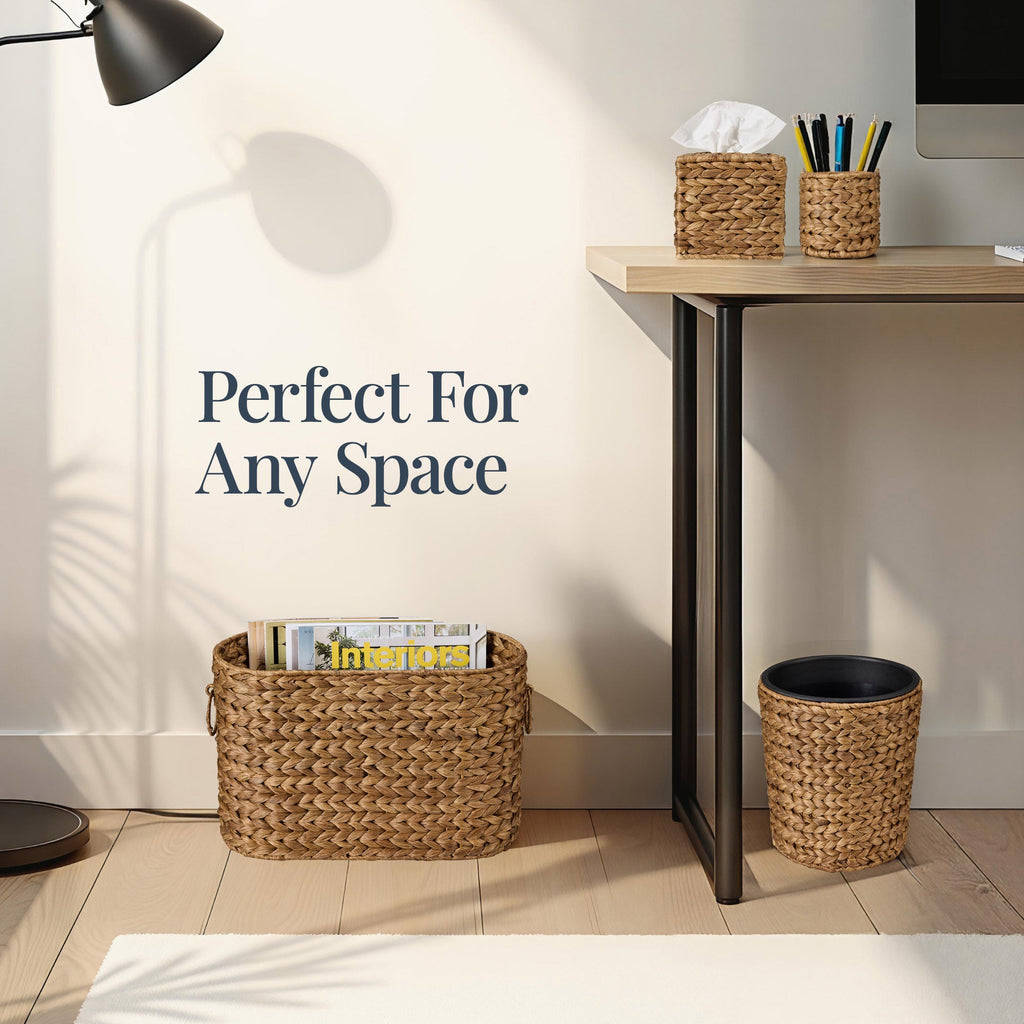 6-Piece Water Hyacinth Bathroom Set for comfortable, organized home spaces