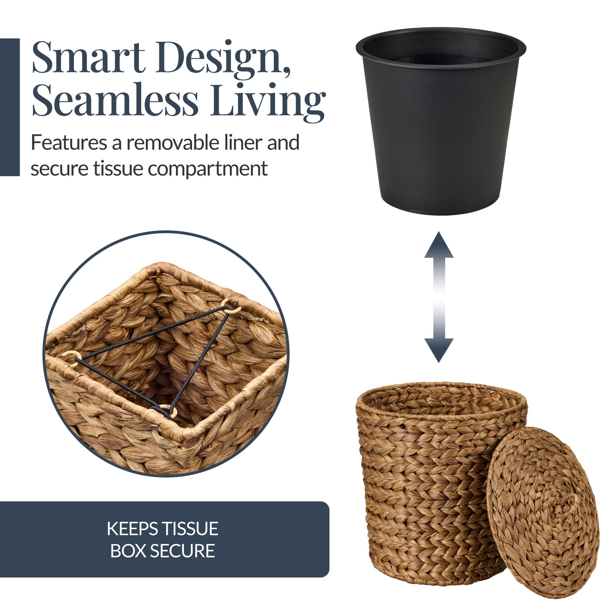6-Piece Water Hyacinth Bathroom Set for comfortable, organized home spaces