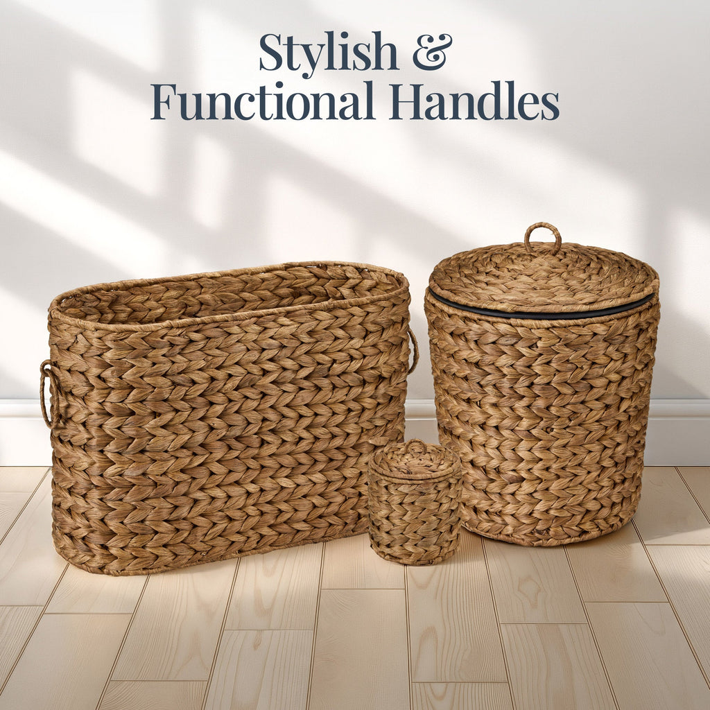 6-Piece Water Hyacinth Bathroom Set for comfortable, organized home spaces