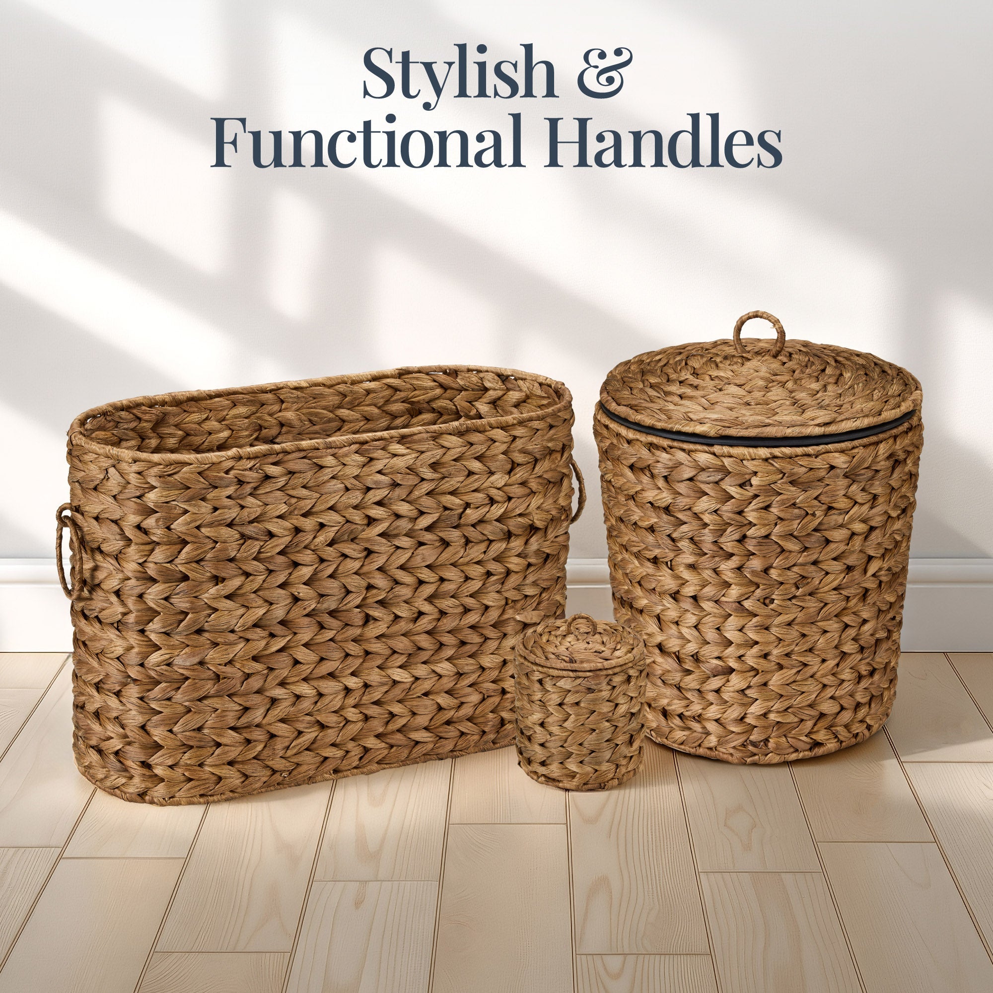 6-Piece Water Hyacinth Bathroom Set for comfortable, organized home spaces