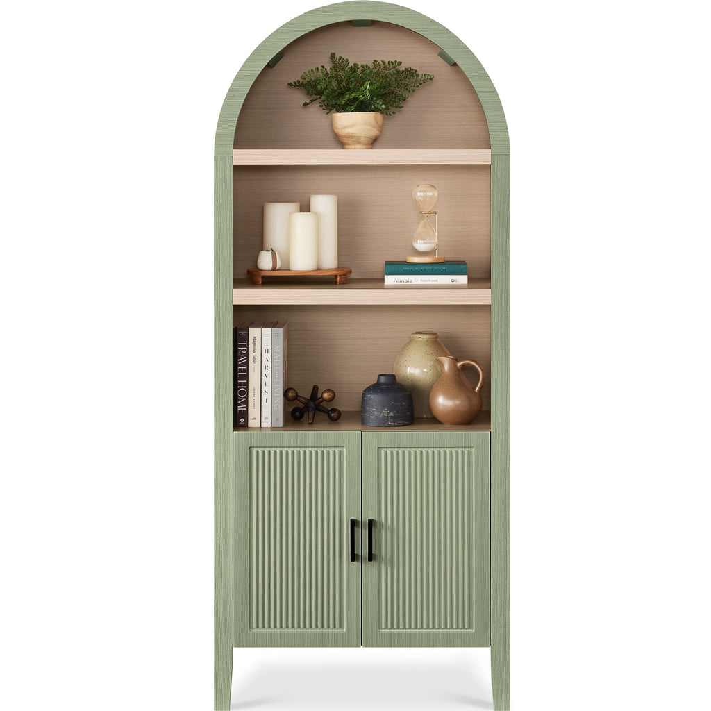 72\" Tall Arched Pantry Cabinet with Doors 5-Tier Storage Cabinet with Shelves for comfortable home living