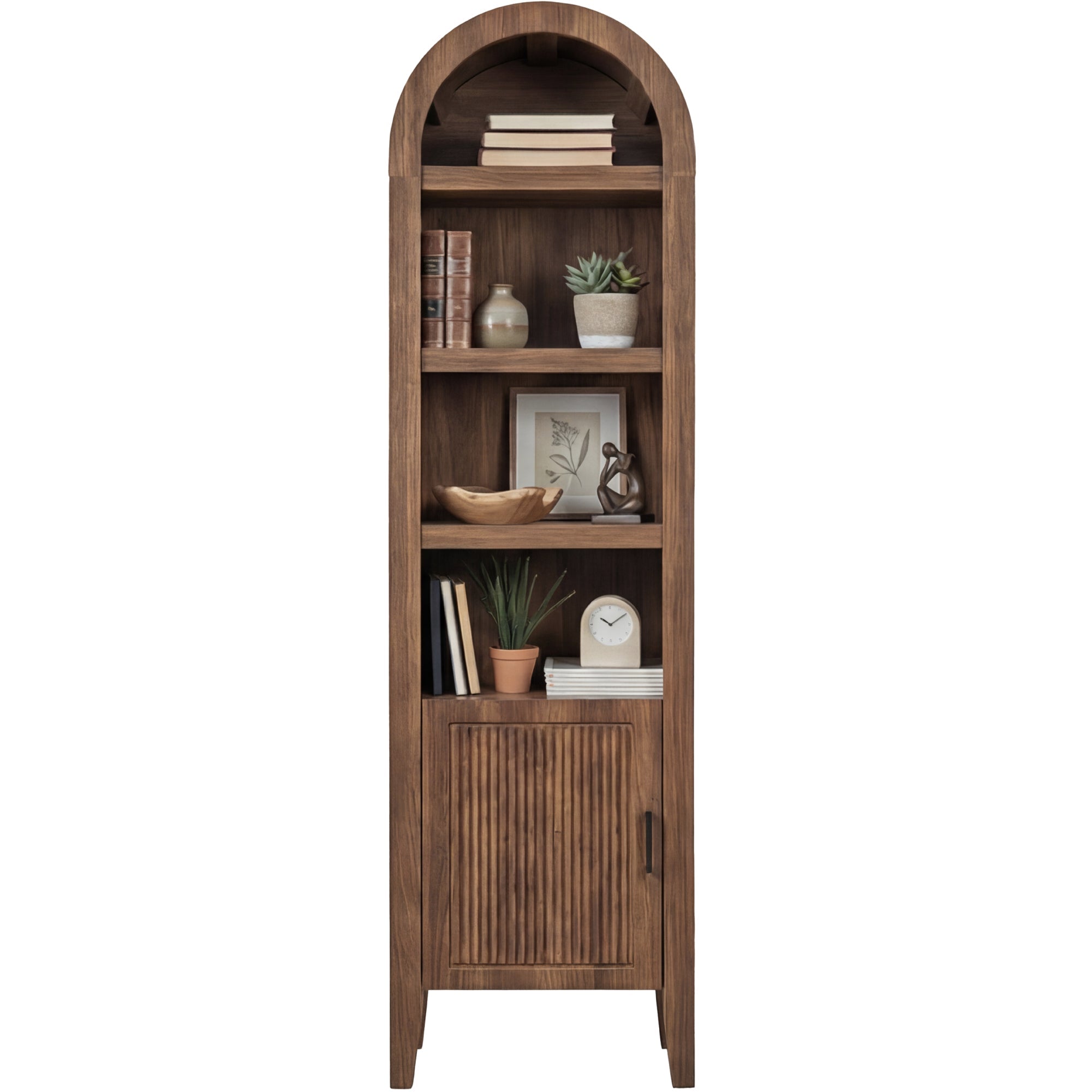 72\" Tall Narrow Arched Pantry Cabinet with Door 4-Tier Storage Cabinet with practical style for home spaces