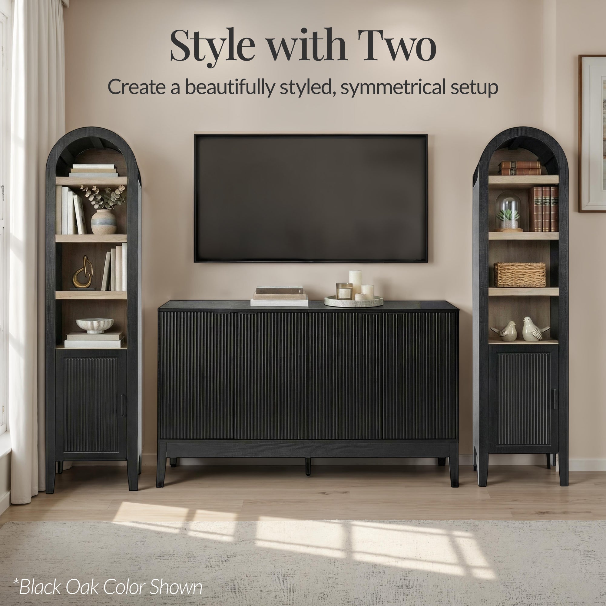 72\" Tall Narrow Arched Pantry Cabinet with Door 4-Tier Storage Cabinet with practical style for home spaces