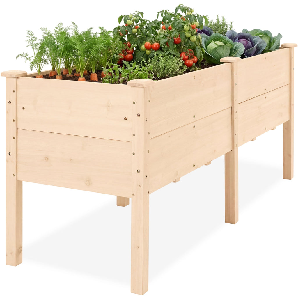 72\" x 24\" x 30\" Raised Wooden Garden Bed with 16\" Depth Elevated Wood Planter with practical outdoor-ready details