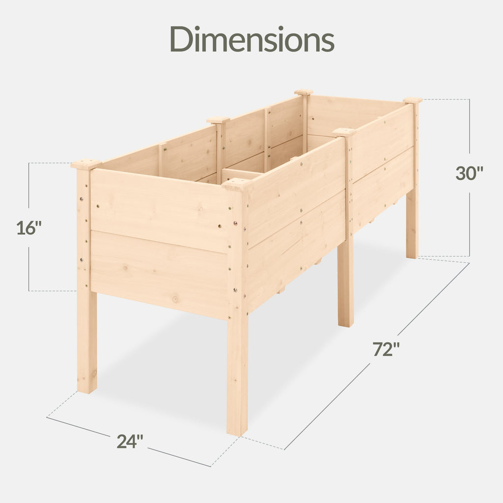 72\" x 24\" x 30\" Raised Wooden Garden Bed with 16\" Depth Elevated Wood Planter with practical outdoor-ready details
