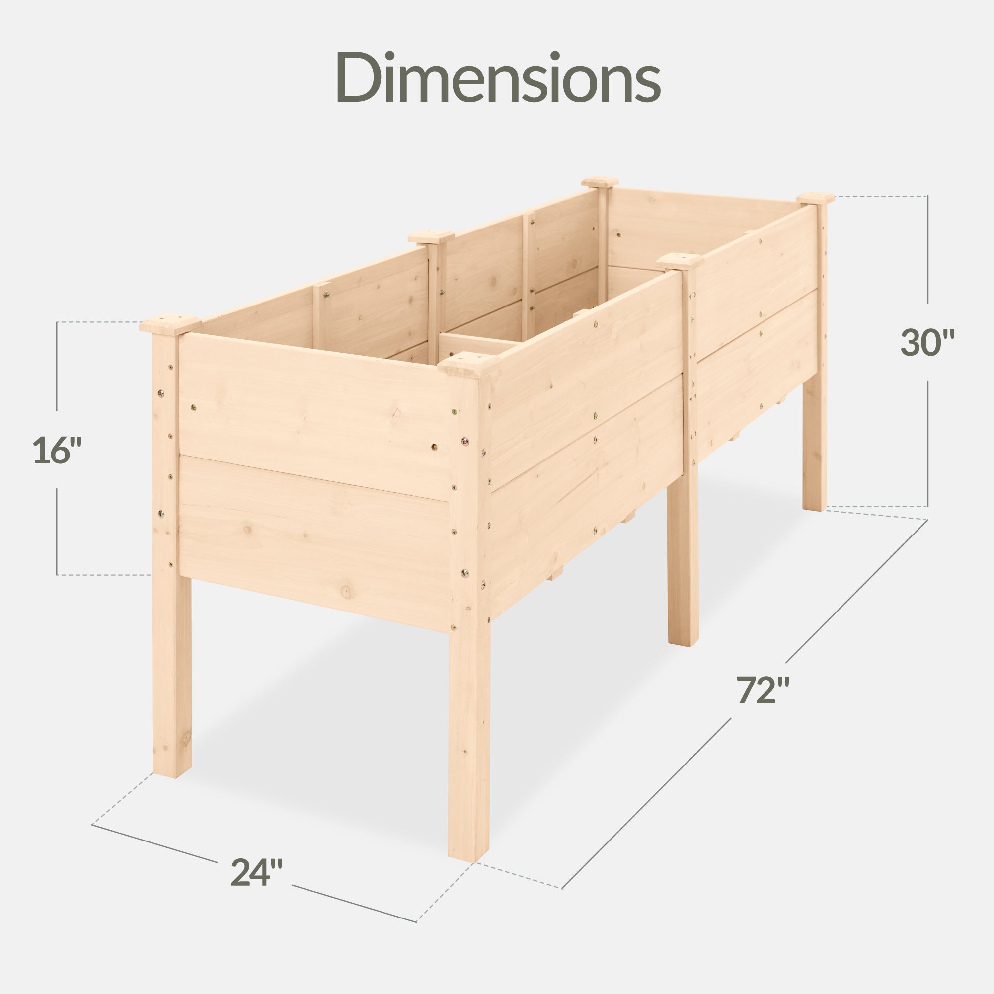 72\" x 24\" x 30\" Raised Wooden Garden Bed with 16\" Depth Elevated Wood Planter with practical outdoor-ready details