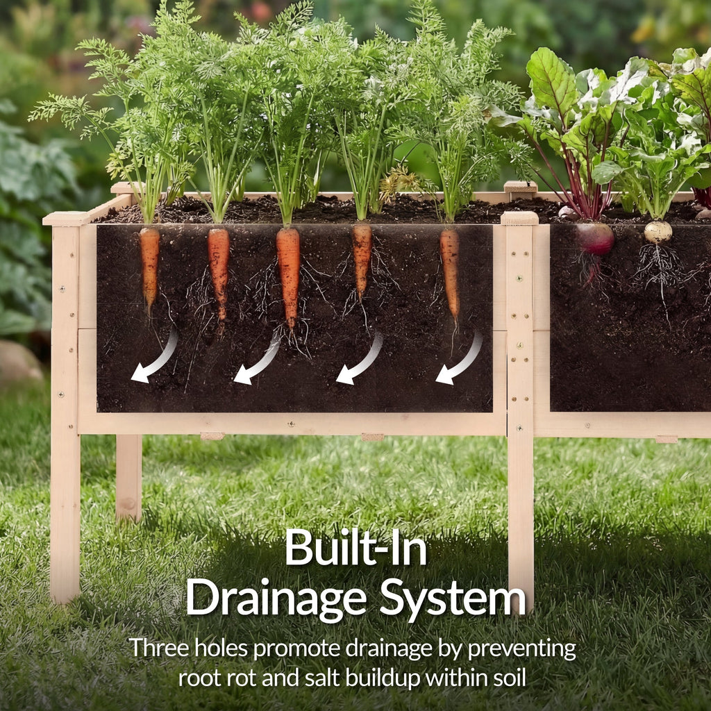 72\" x 24\" x 30\" Raised Wooden Garden Bed with 16\" Depth Elevated Wood Planter with practical outdoor-ready details