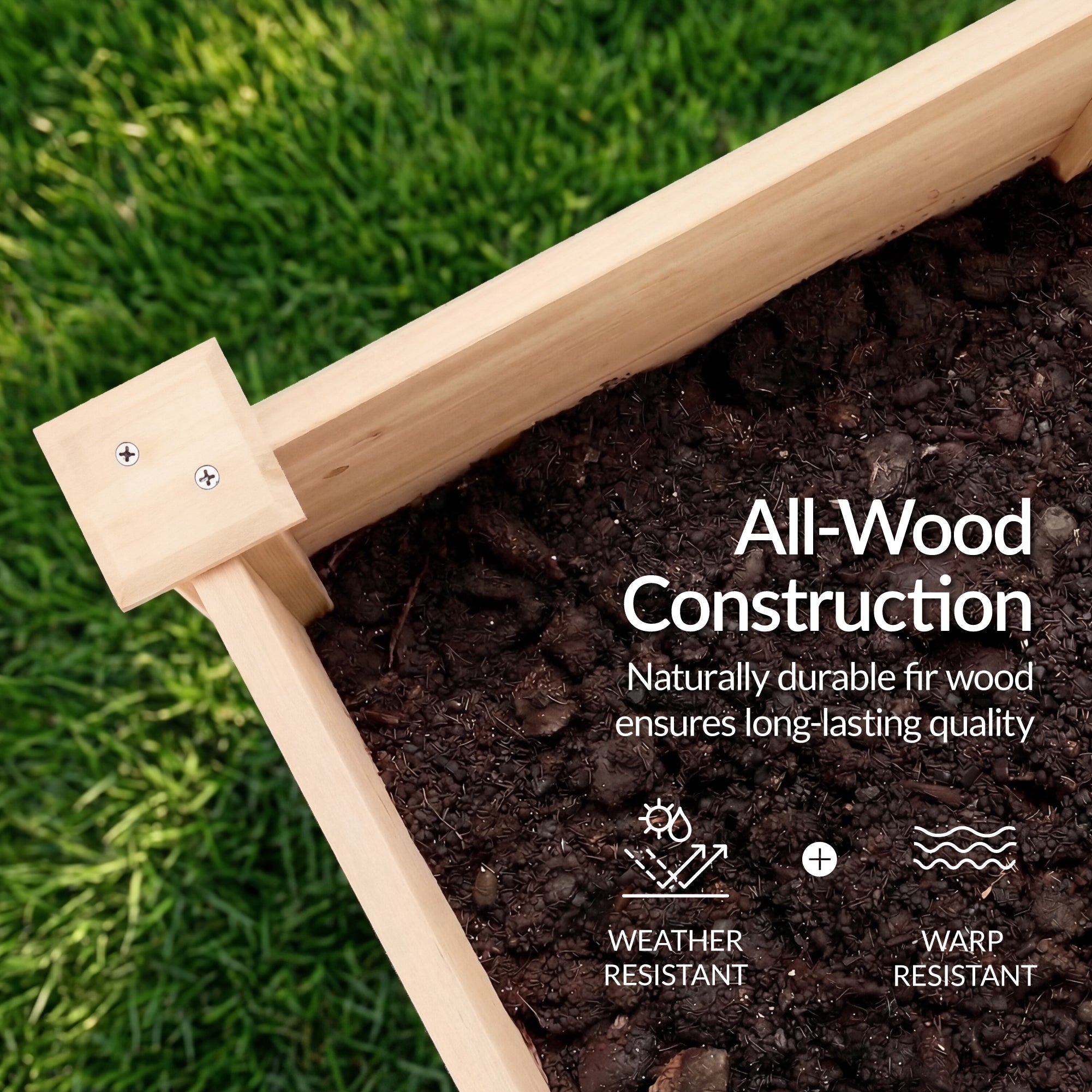 72\" x 24\" x 30\" Raised Wooden Garden Bed with 16\" Depth Elevated Wood Planter with practical outdoor-ready details