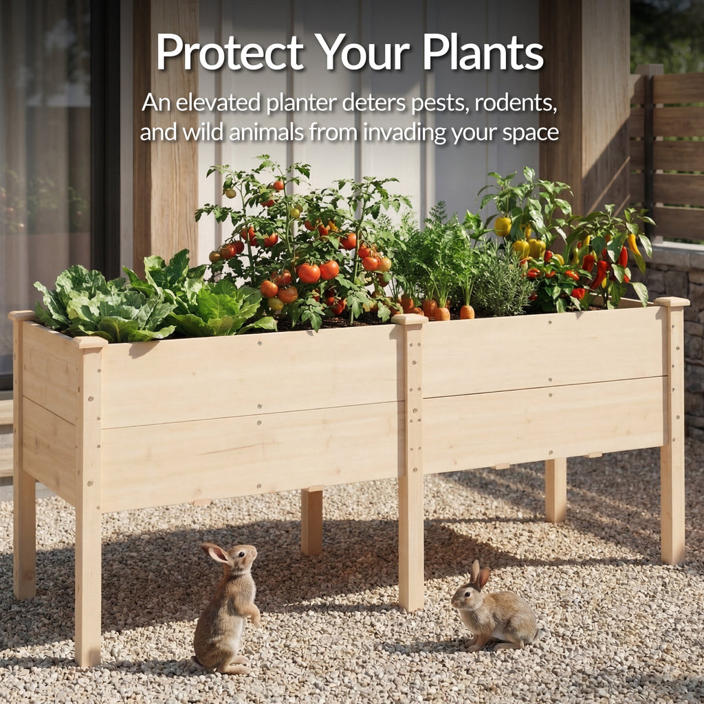 72\" x 24\" x 30\" Raised Wooden Garden Bed with 16\" Depth Elevated Wood Planter with practical outdoor-ready details