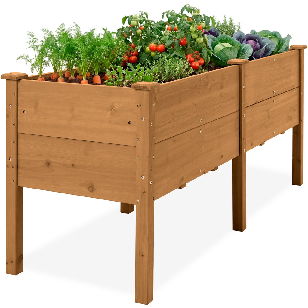 72\" x 24\" x 30\" Raised Wooden Garden Bed with 16\" Depth Elevated Wood Planter with practical outdoor-ready details
