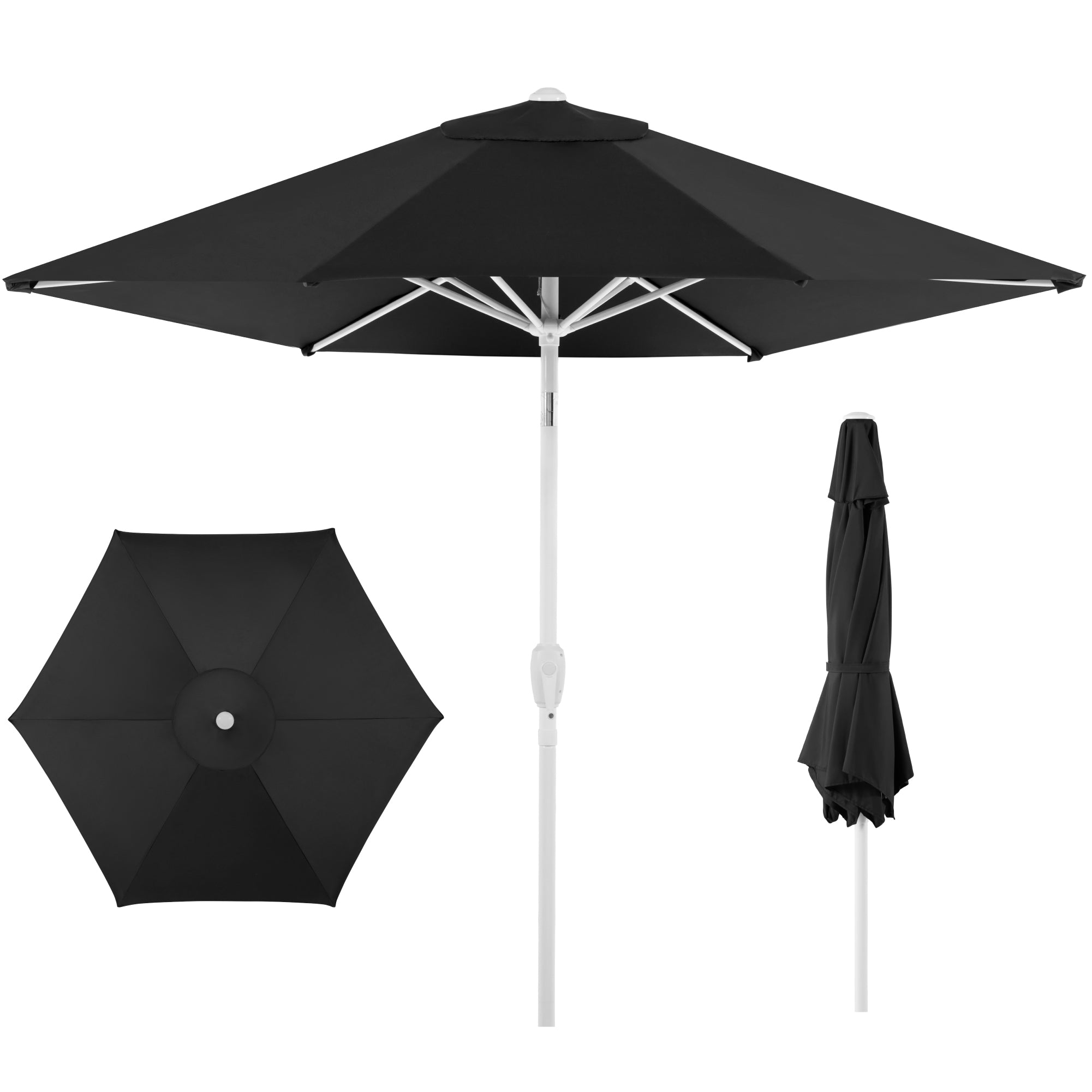 7.5ft Patio Market Umbrella with White Pole Push Button Tilt and Crank Lift with practical outdoor-ready details
