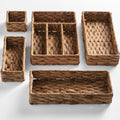 5PC Flatware Organizer Set Woven Modular Silverware and Utensil Drawer Trays with practical everyday features