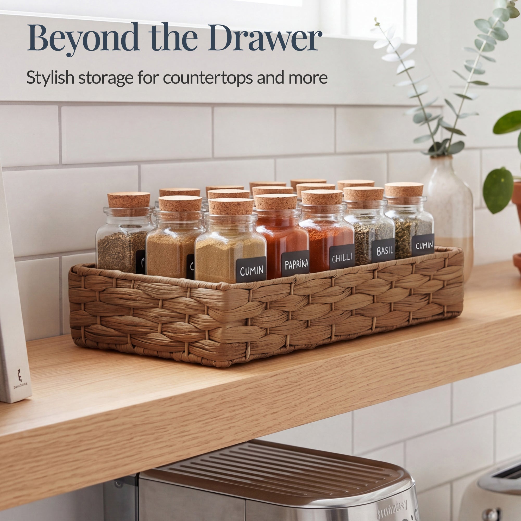 5PC Flatware Organizer Set Woven Modular Silverware and Utensil Drawer Trays with practical everyday features