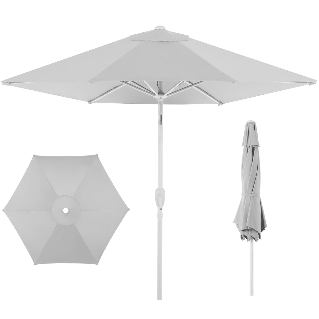 7.5ft Patio Market Umbrella with White Pole Push Button Tilt and Crank Lift with practical outdoor-ready details