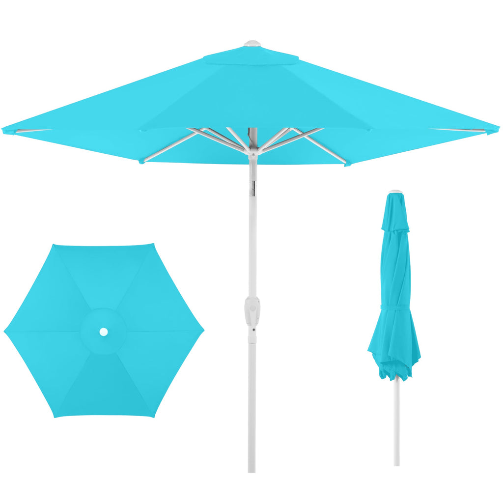 7.5ft Patio Market Umbrella with White Pole Push Button Tilt and Crank Lift with practical outdoor-ready details