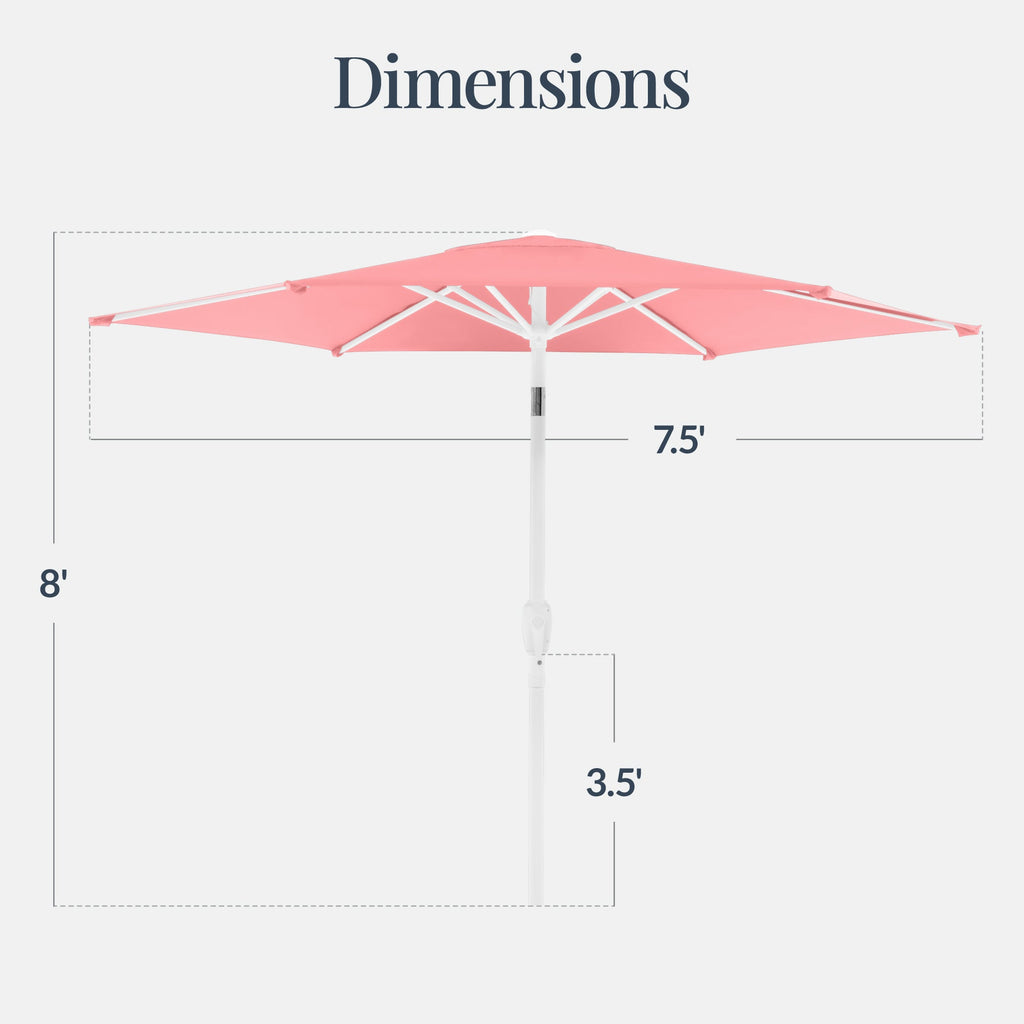 7.5ft Patio Market Umbrella with White Pole Push Button Tilt and Crank Lift with practical outdoor-ready details