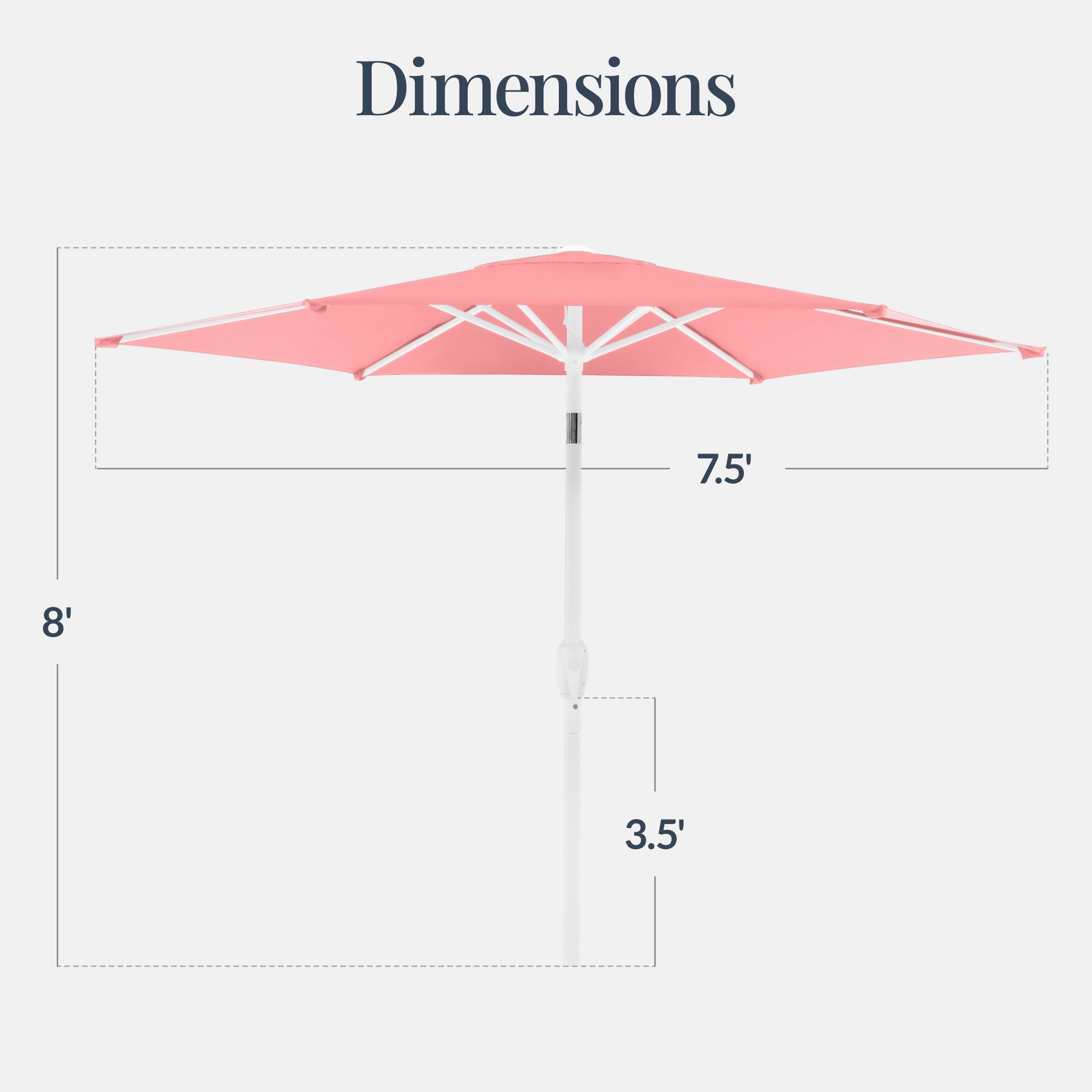 7.5ft Patio Market Umbrella with White Pole Push Button Tilt and Crank Lift with practical outdoor-ready details