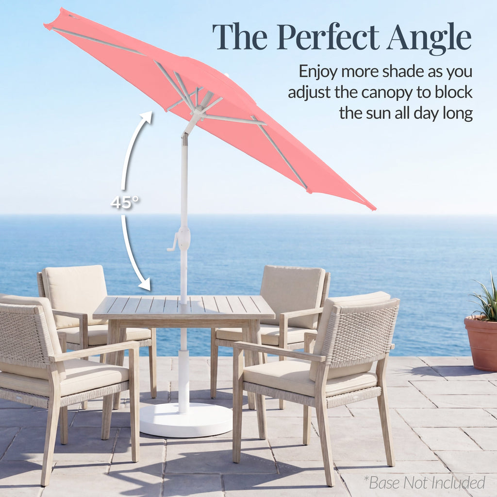 7.5ft Patio Market Umbrella with White Pole Push Button Tilt and Crank Lift with practical outdoor-ready details