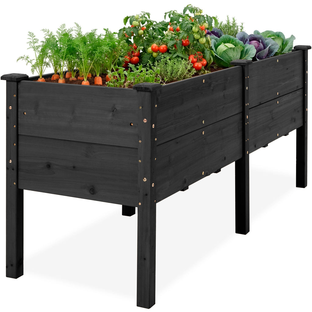 72\" x 24\" x 30\" Raised Wooden Garden Bed with 16\" Depth Elevated Wood Planter with practical outdoor-ready details