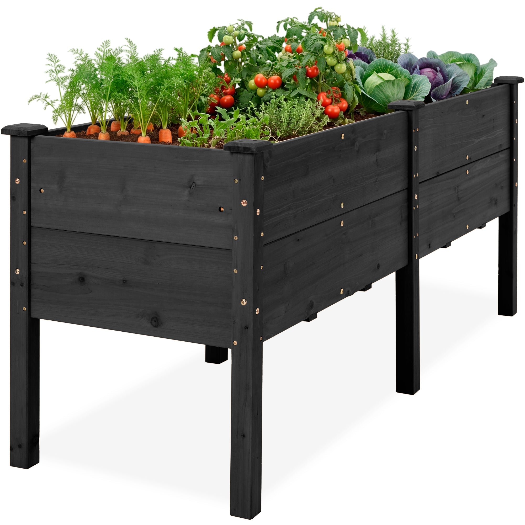 72\" x 24\" x 30\" Raised Wooden Garden Bed with 16\" Depth Elevated Wood Planter with practical outdoor-ready details