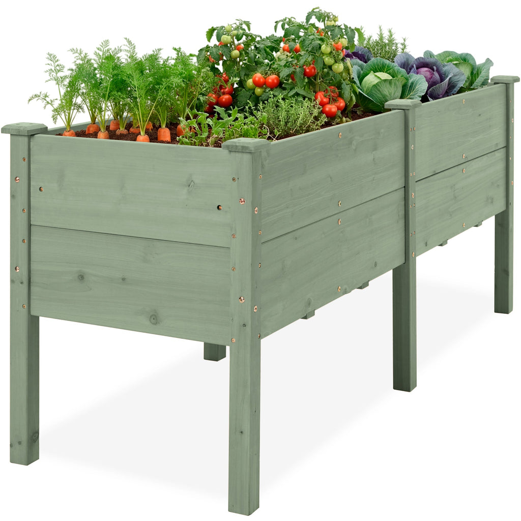 72\" x 24\" x 30\" Raised Wooden Garden Bed with 16\" Depth Elevated Wood Planter with practical outdoor-ready details