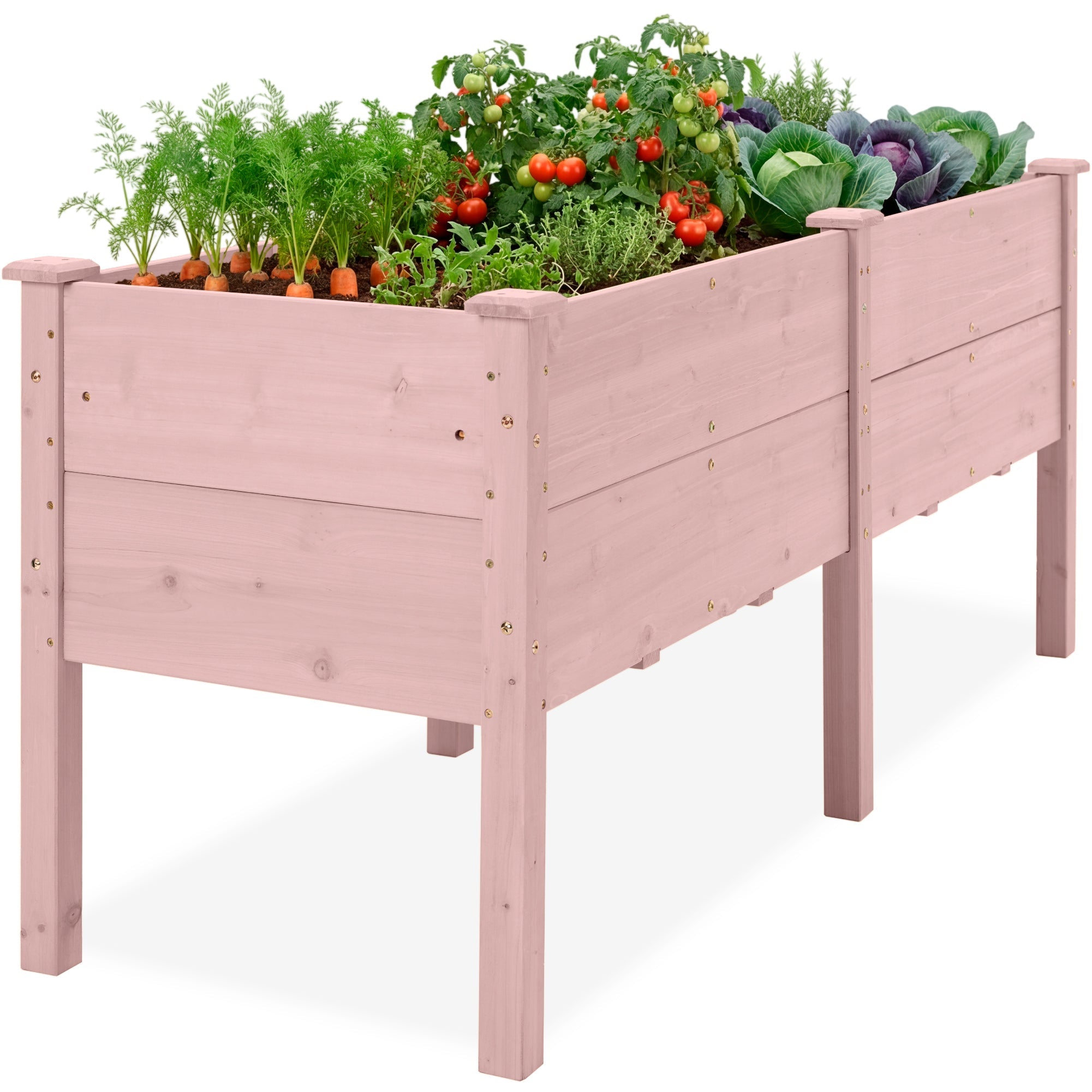 72\" x 24\" x 30\" Raised Wooden Garden Bed with 16\" Depth Elevated Wood Planter with practical outdoor-ready details