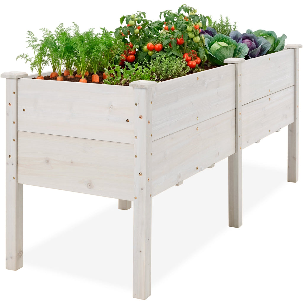 72\" x 24\" x 30\" Raised Wooden Garden Bed with 16\" Depth Elevated Wood Planter with practical outdoor-ready details