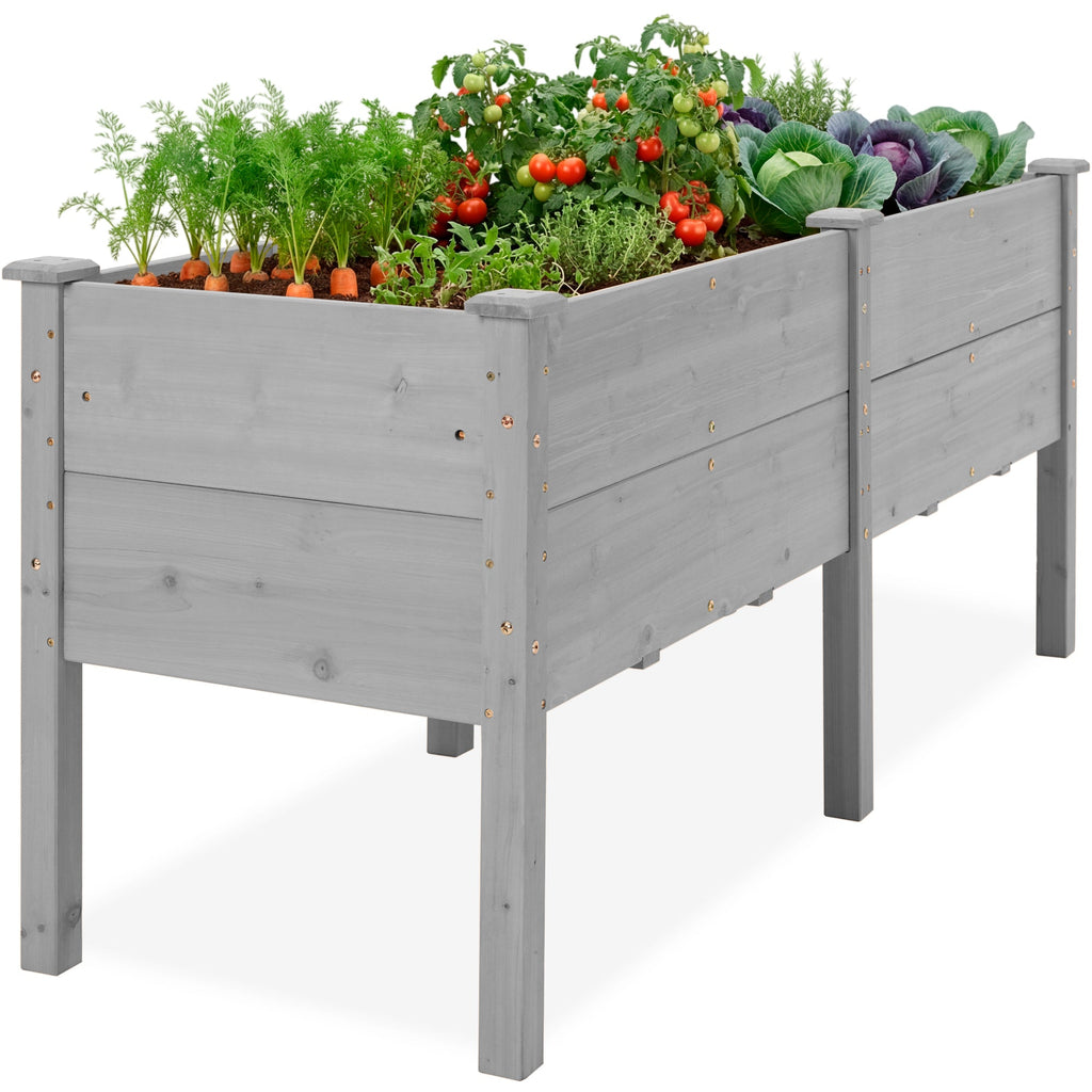 72\" x 24\" x 30\" Raised Wooden Garden Bed with 16\" Depth Elevated Wood Planter with practical outdoor-ready details