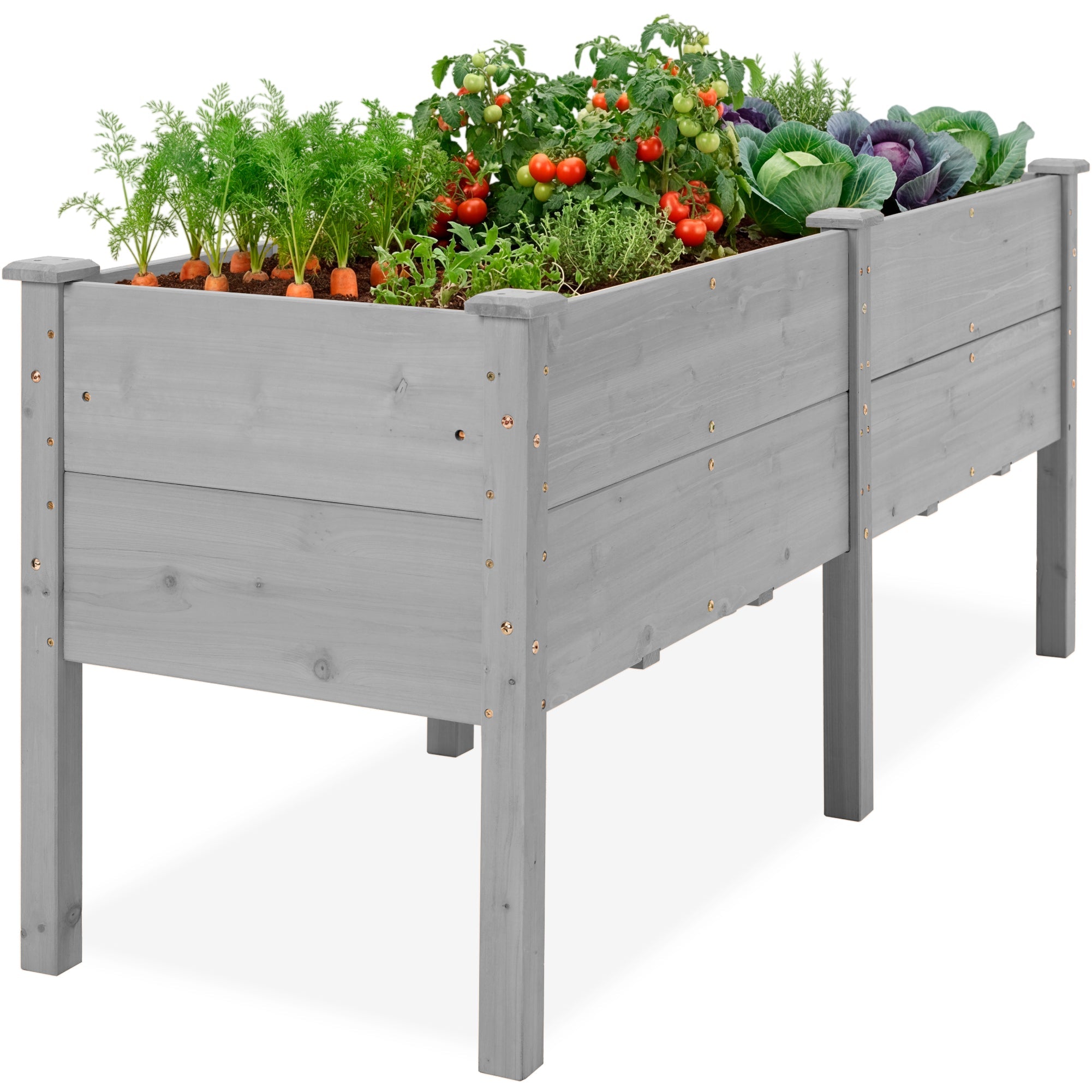 72\" x 24\" x 30\" Raised Wooden Garden Bed with 16\" Depth Elevated Wood Planter with practical outdoor-ready details