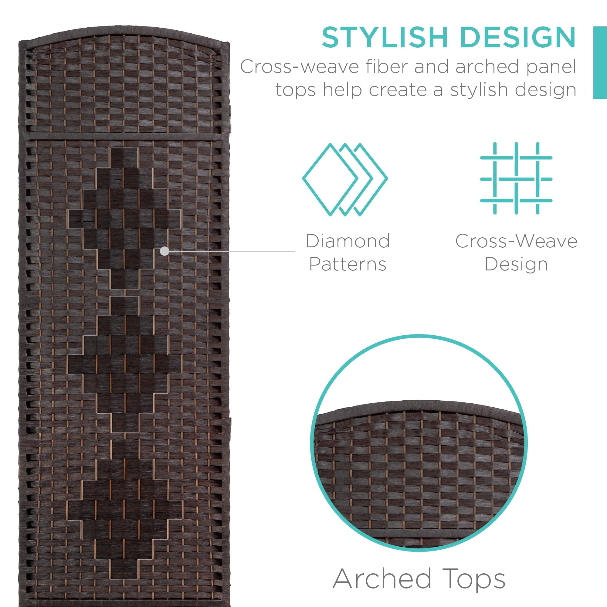 6ft Tall Room Divider 6-Panel Diamond Weave Folding Privacy Screen for home, family, and everyday needs