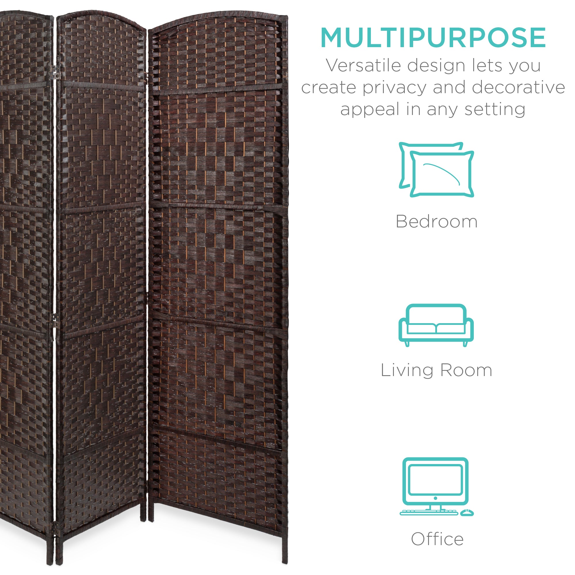 6ft Tall Room Divider 6-Panel Diamond Weave Folding Privacy Screen for home, family, and everyday needs