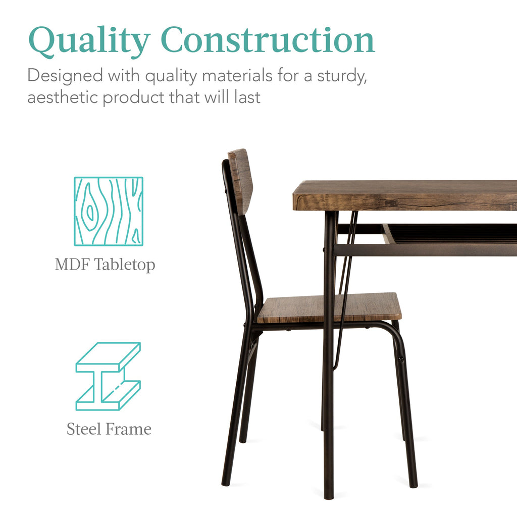 6-Piece Modern Dining Set with Storage Racks Table Bench 4 Chairs - 55in for comfortable home living