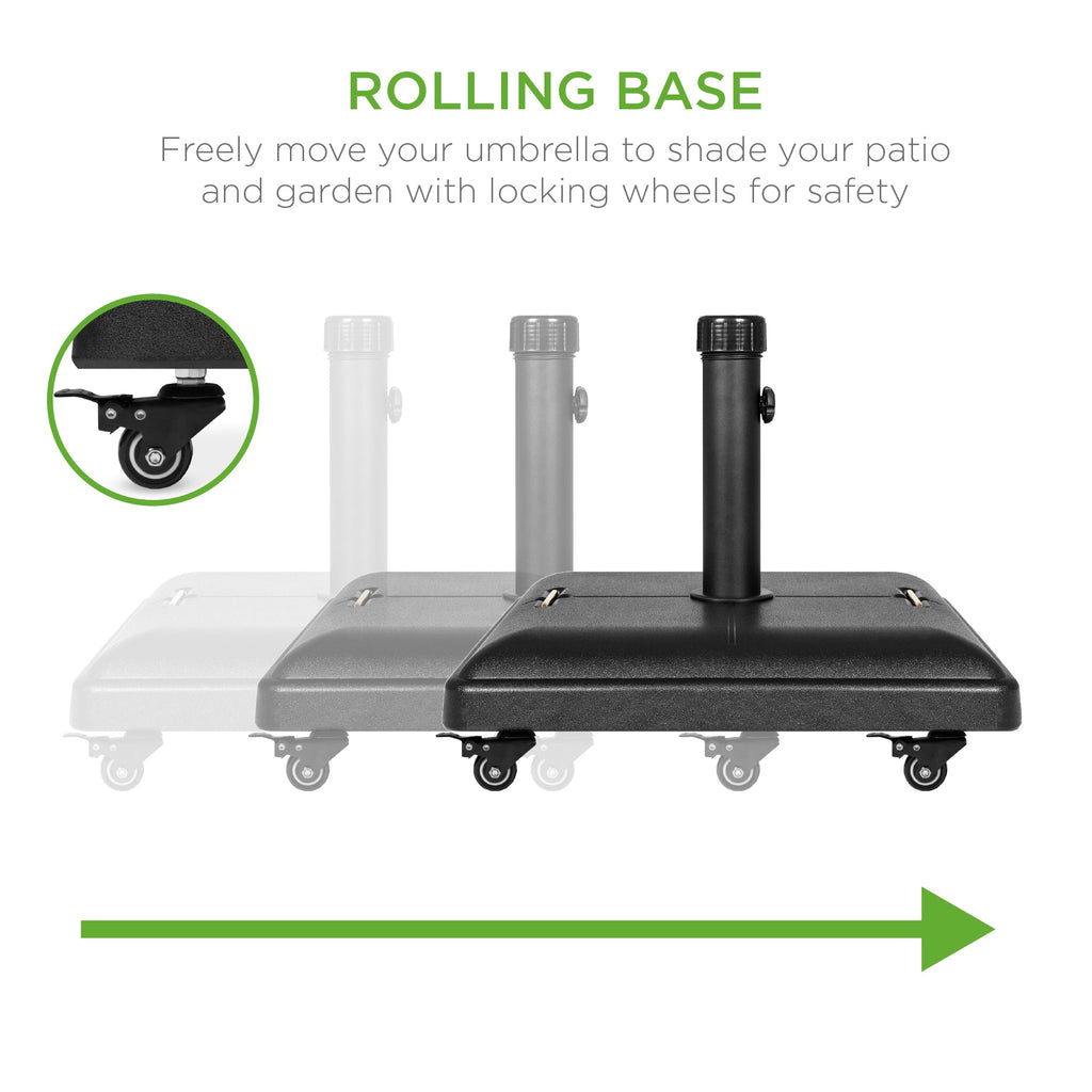 81lb. Heavy Duty Concrete Umbrella Base Stand with Wheels for outdoor comfort and convenience