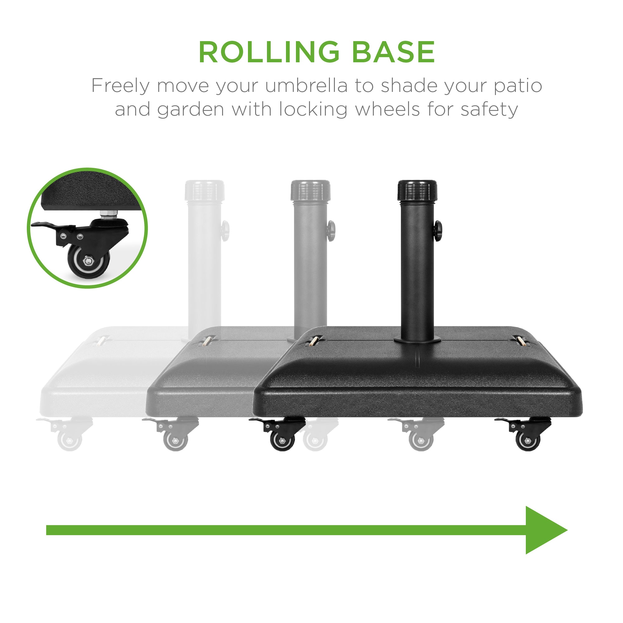 81lb. Heavy Duty Concrete Umbrella Base Stand with Wheels for outdoor comfort and convenience