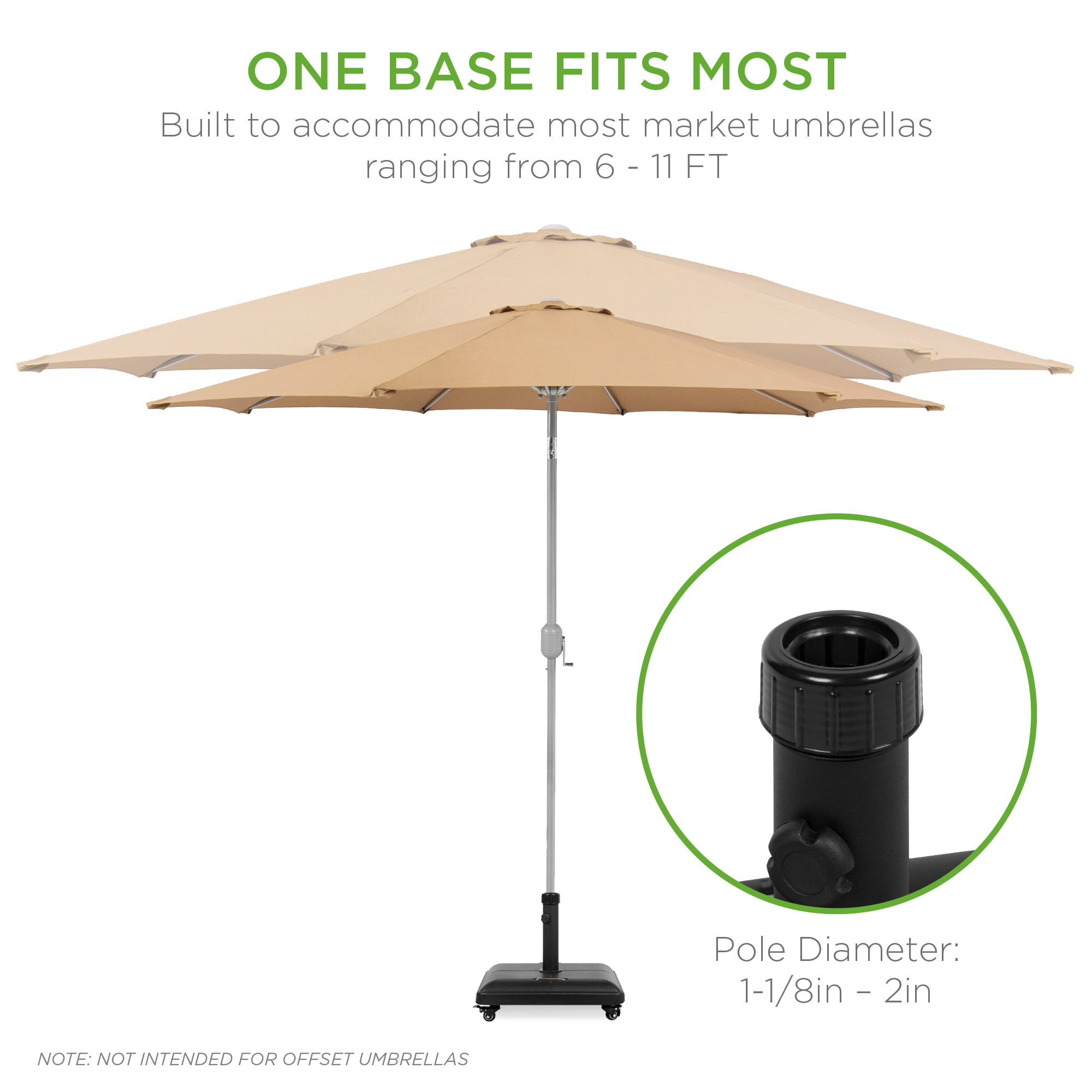 81lb. Heavy Duty Concrete Umbrella Base Stand with Wheels for outdoor comfort and convenience