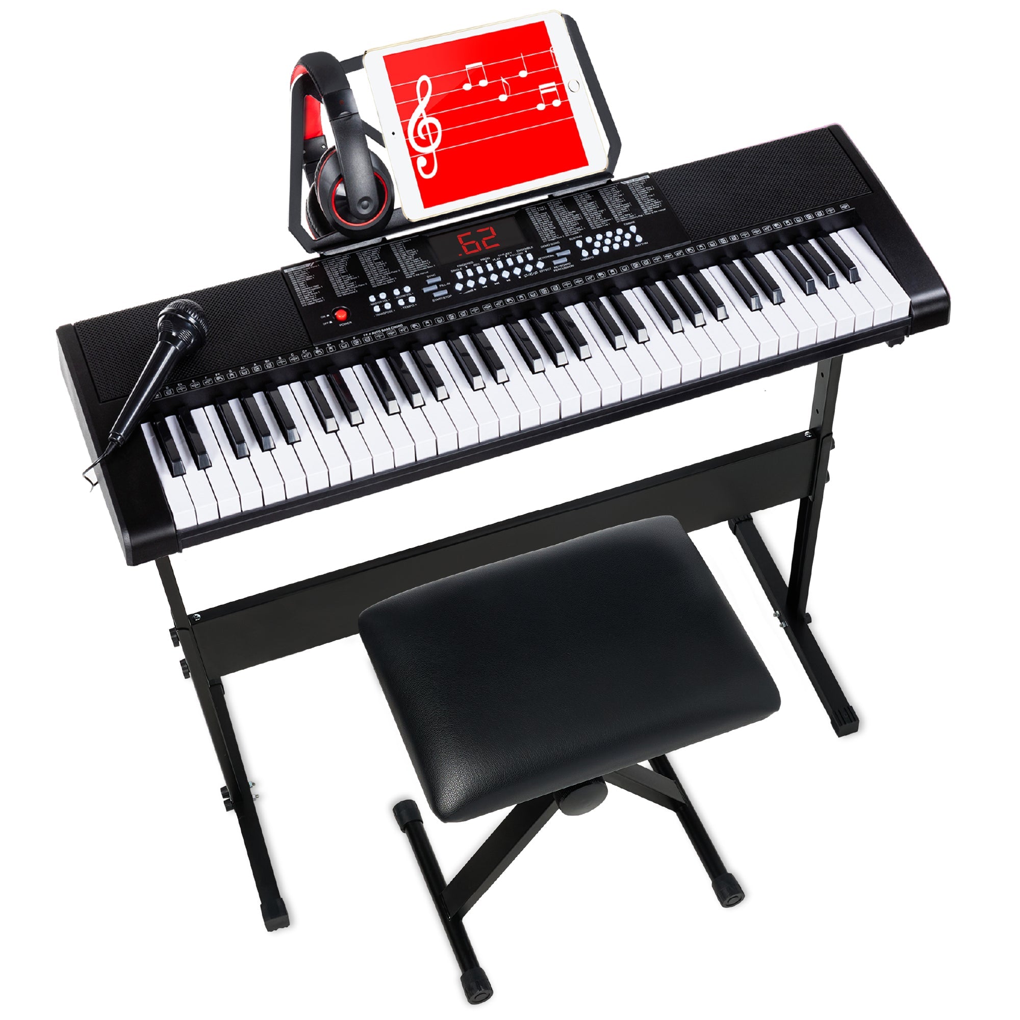 61-Key Beginners Electronic Keyboard Piano Set with 3 Modes Microphone with reliable function and style