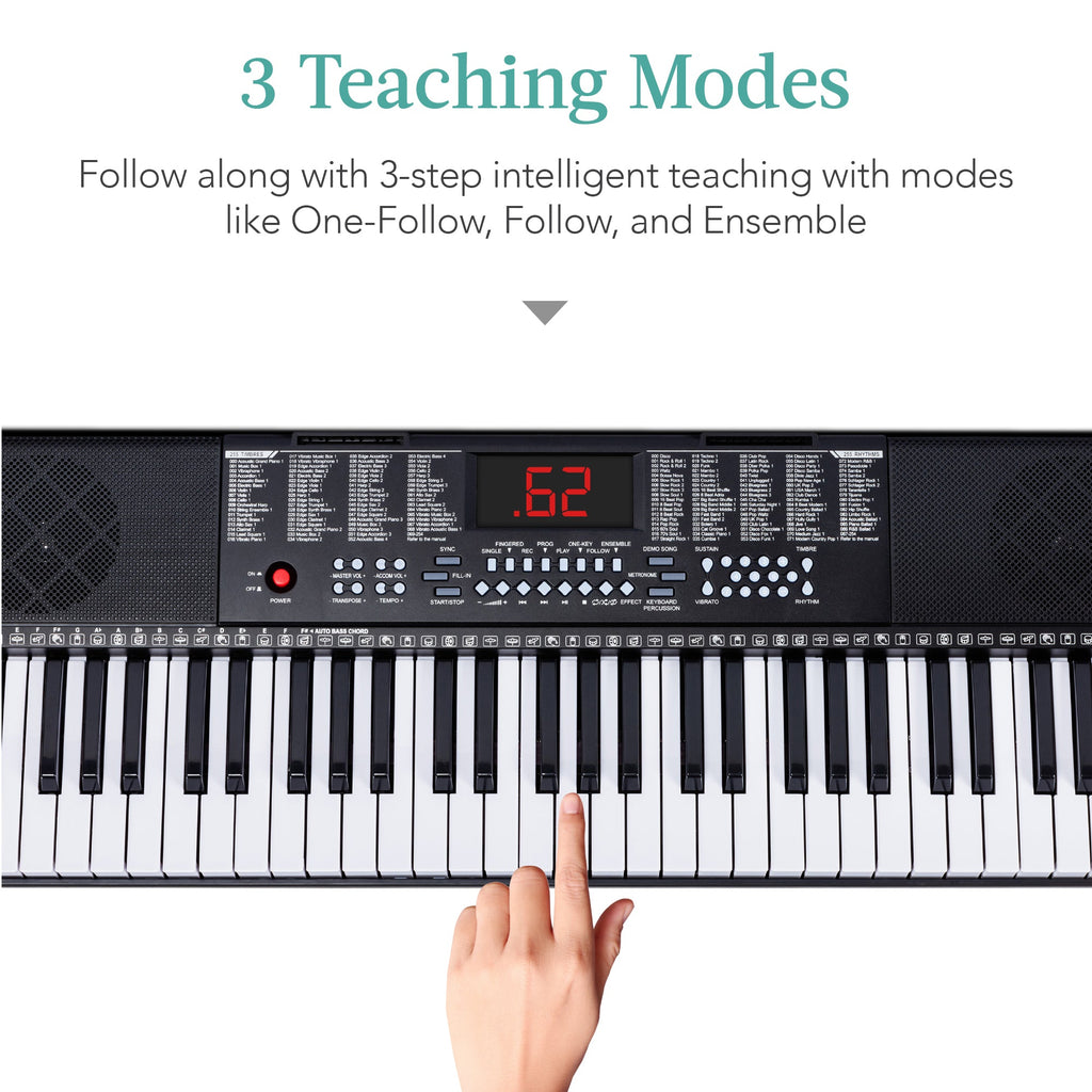 61-Key Beginners Electronic Keyboard Piano Set with 3 Modes Microphone with reliable function and style