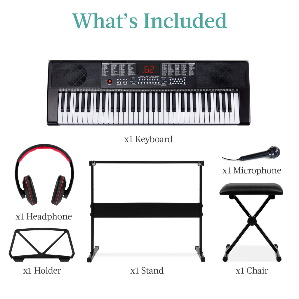 61-Key Beginners Electronic Keyboard Piano Set with 3 Modes Microphone with reliable function and style