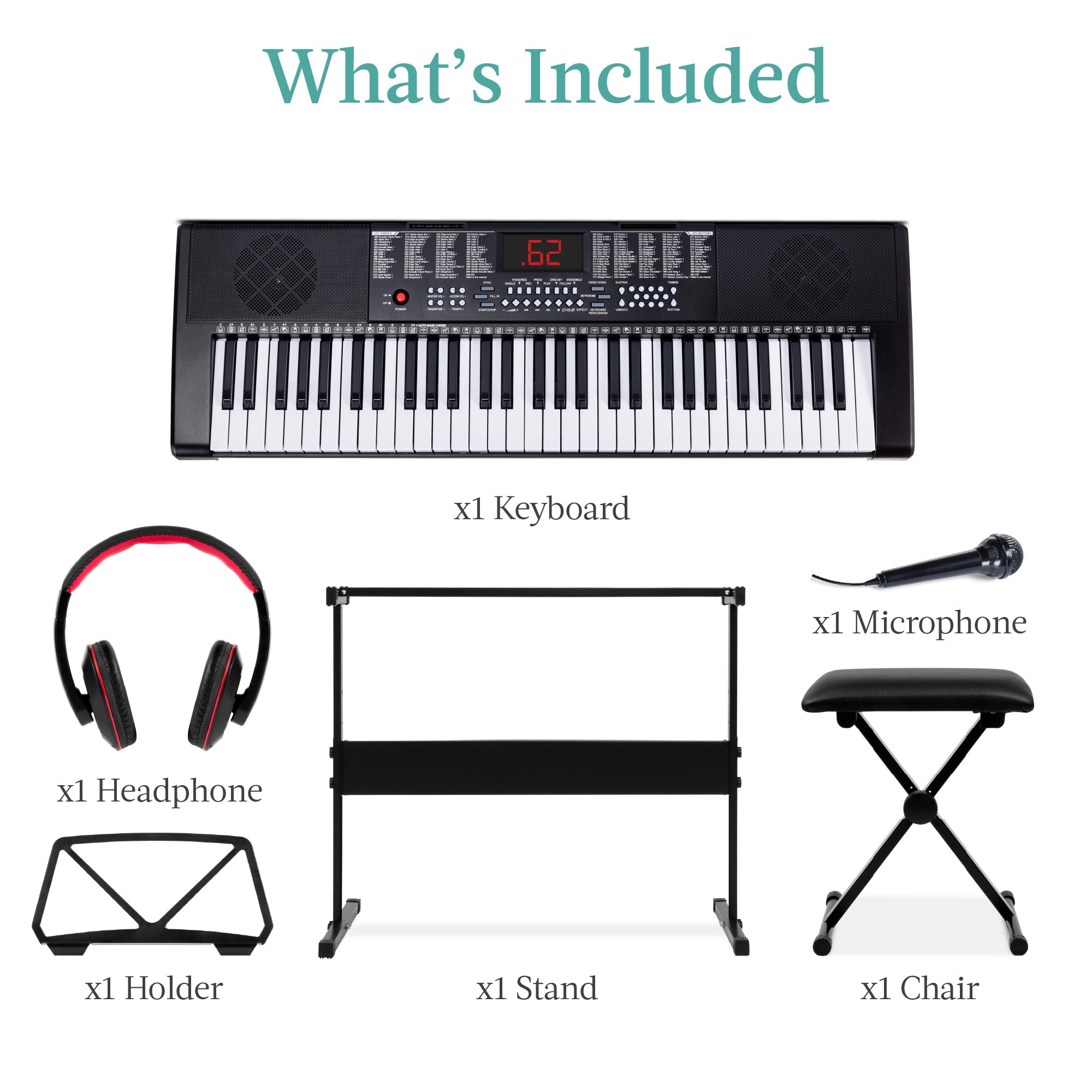 61-Key Beginners Electronic Keyboard Piano Set with 3 Modes Microphone with reliable function and style