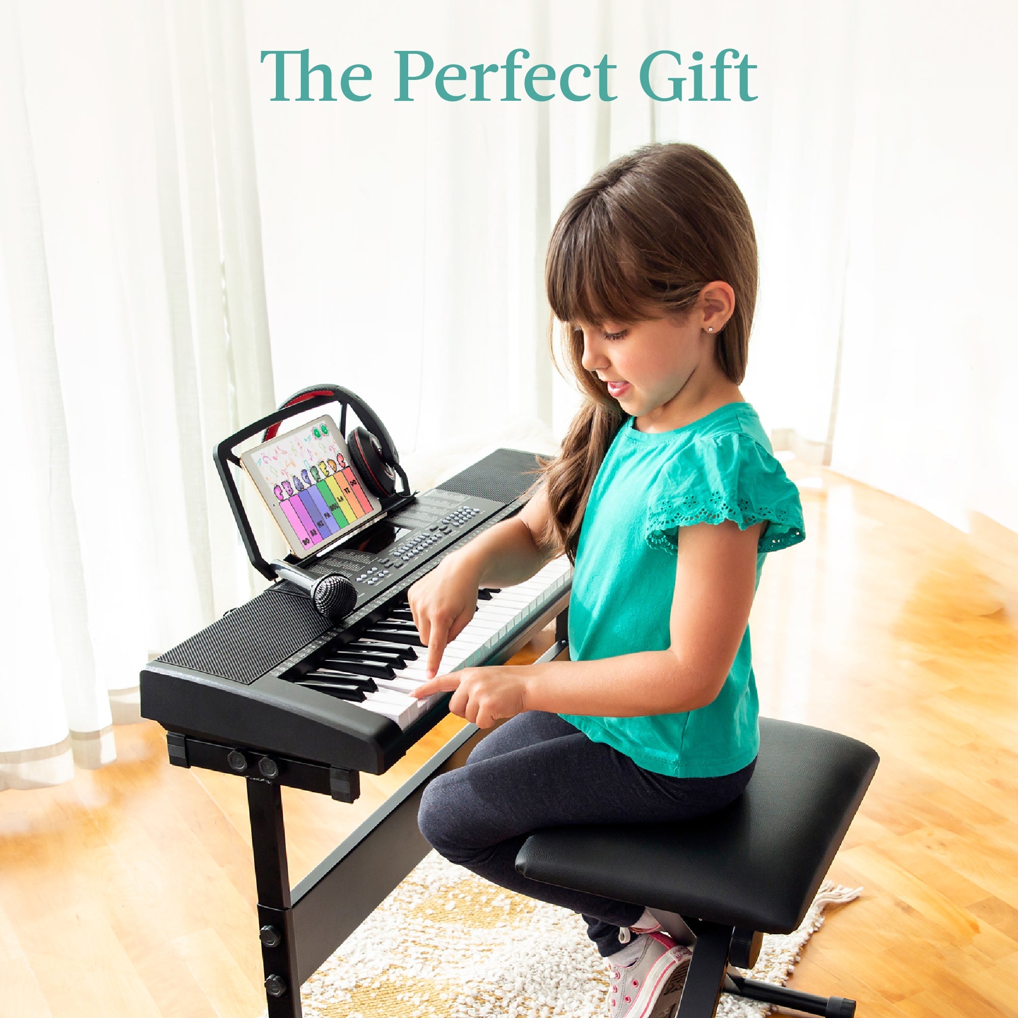 61-Key Beginners Electronic Keyboard Piano Set with 3 Modes Microphone with reliable function and style