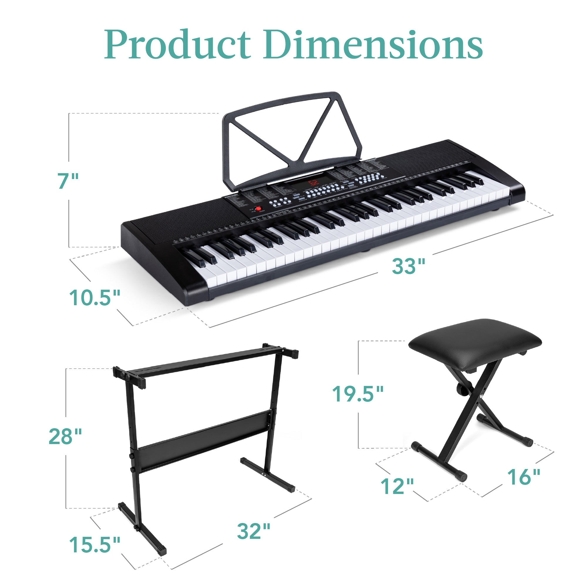 61-Key Beginners Electronic Keyboard Piano Set with 3 Modes Microphone with reliable function and style