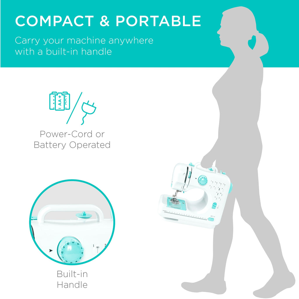 6V Portable Foot Pedal Sewing Machine with 12 Stitch Patterns designed for everyday comfort and storage